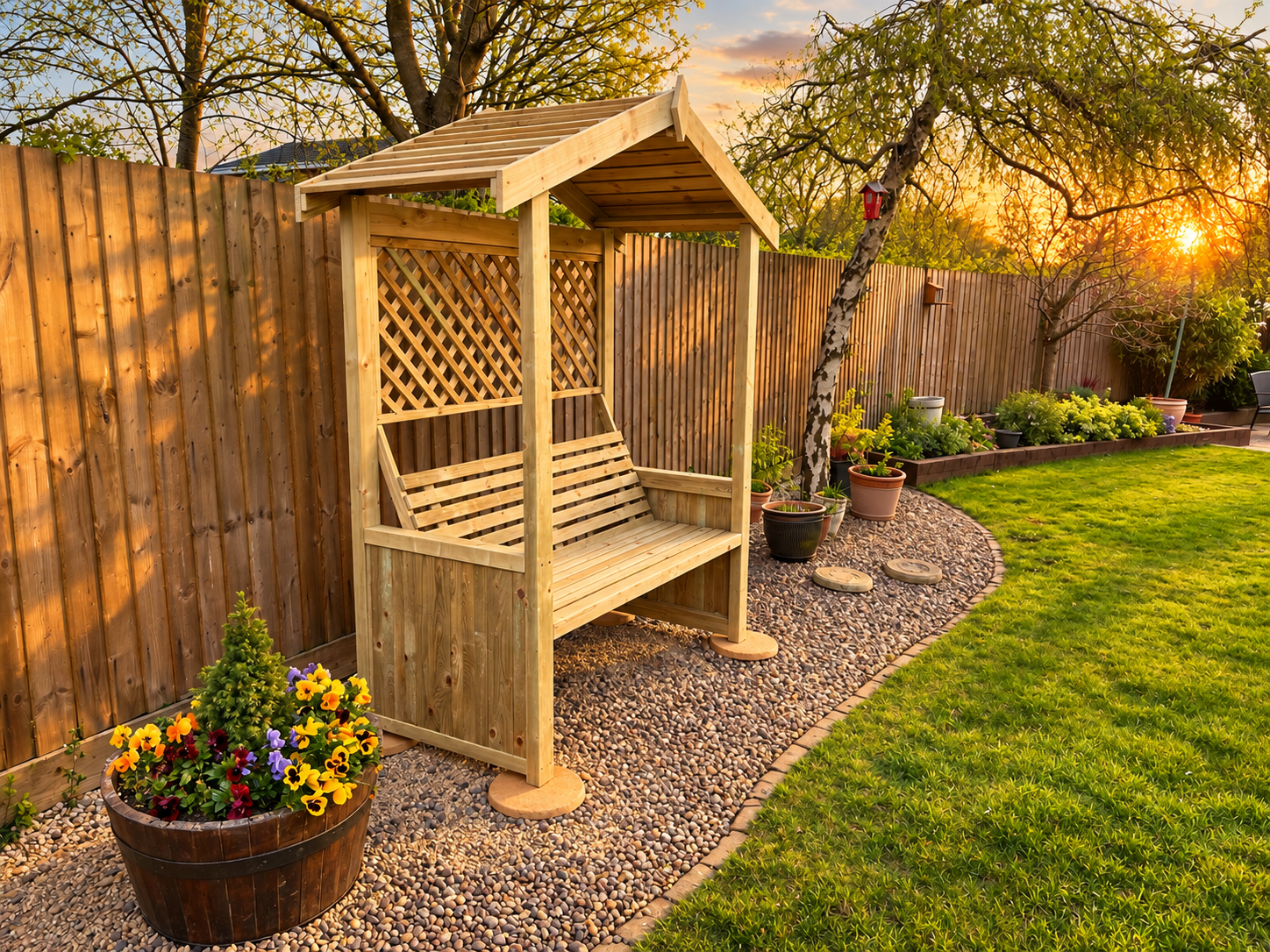 Handmade timber garden arbour